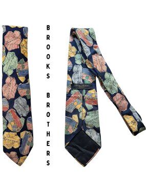 BROOKS BROTHERS Multi-Colored Fun Shirt Print 100% Silk Tie - Men's OS